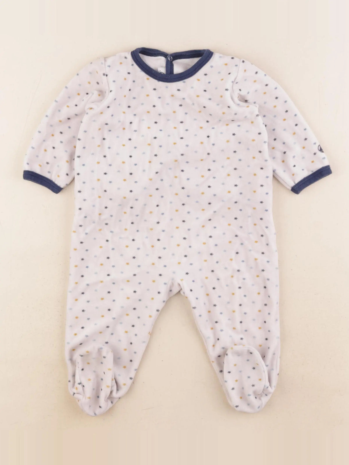 Petit Bateau - pyjama velours bleu, gris - 9 mois