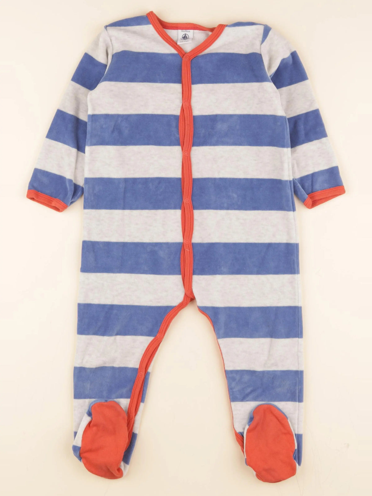 Pyjama velours bleu, gris