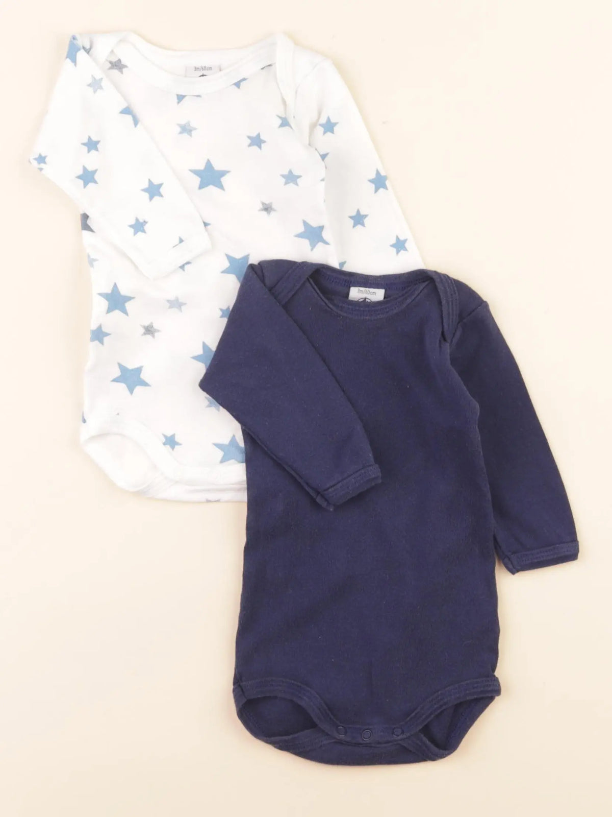 Lot de 2 bodies en coton blanc, bleu