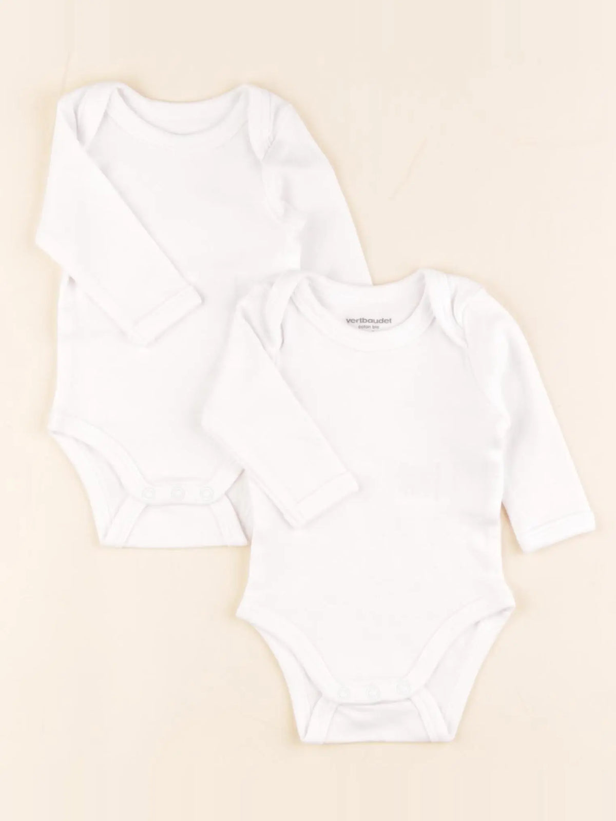 Vertbaudet - lot de 2 bodies en coton blanc - 1 mois