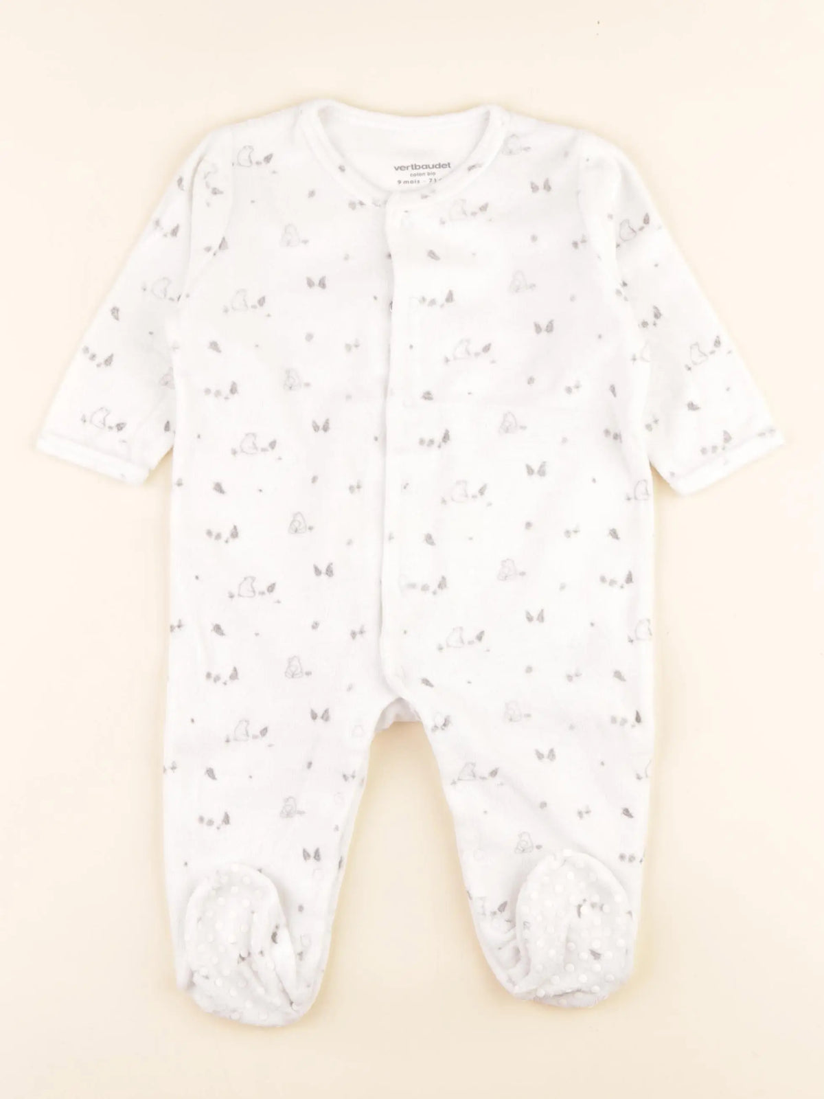 Vertbaudet - pyjama velours blanc - 9 mois