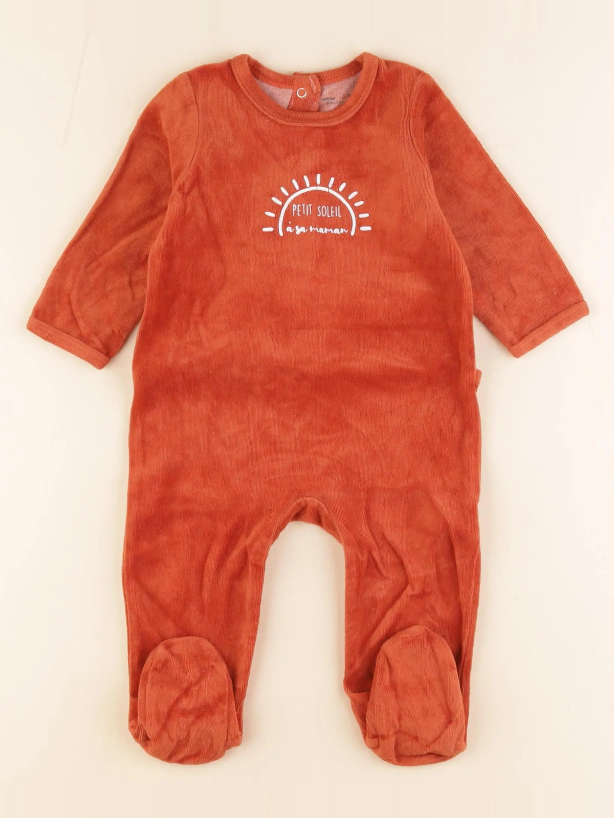 Vertbaudet - pyjama velours orange - 9 mois