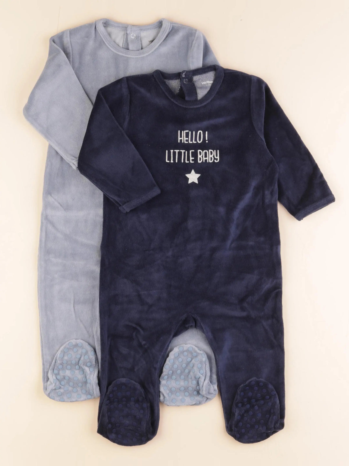 Vertbaudet - lot de 2 pyjamas velours bleu - 12 mois