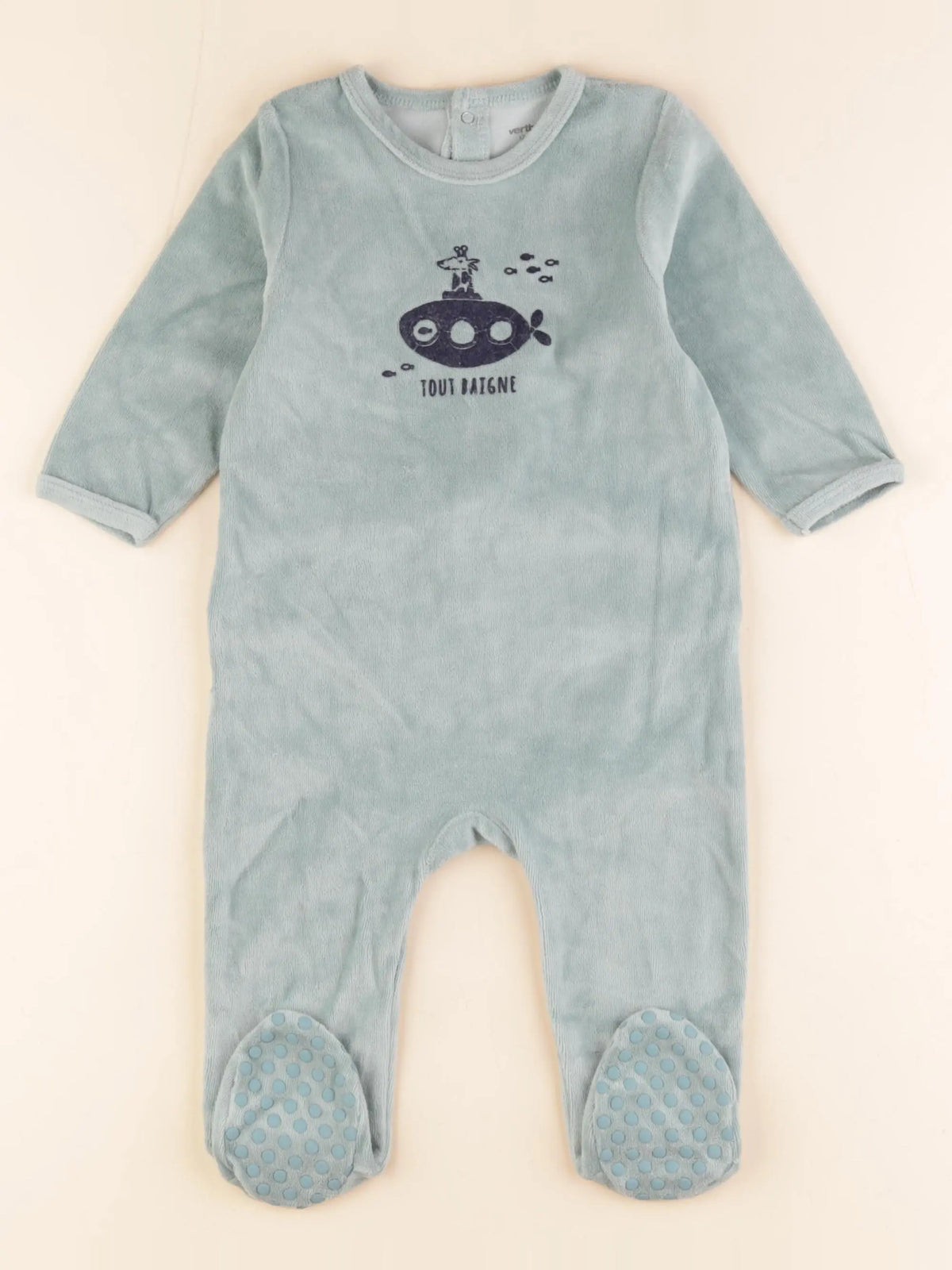 Vertbaudet - pyjama velours vert - 12 mois