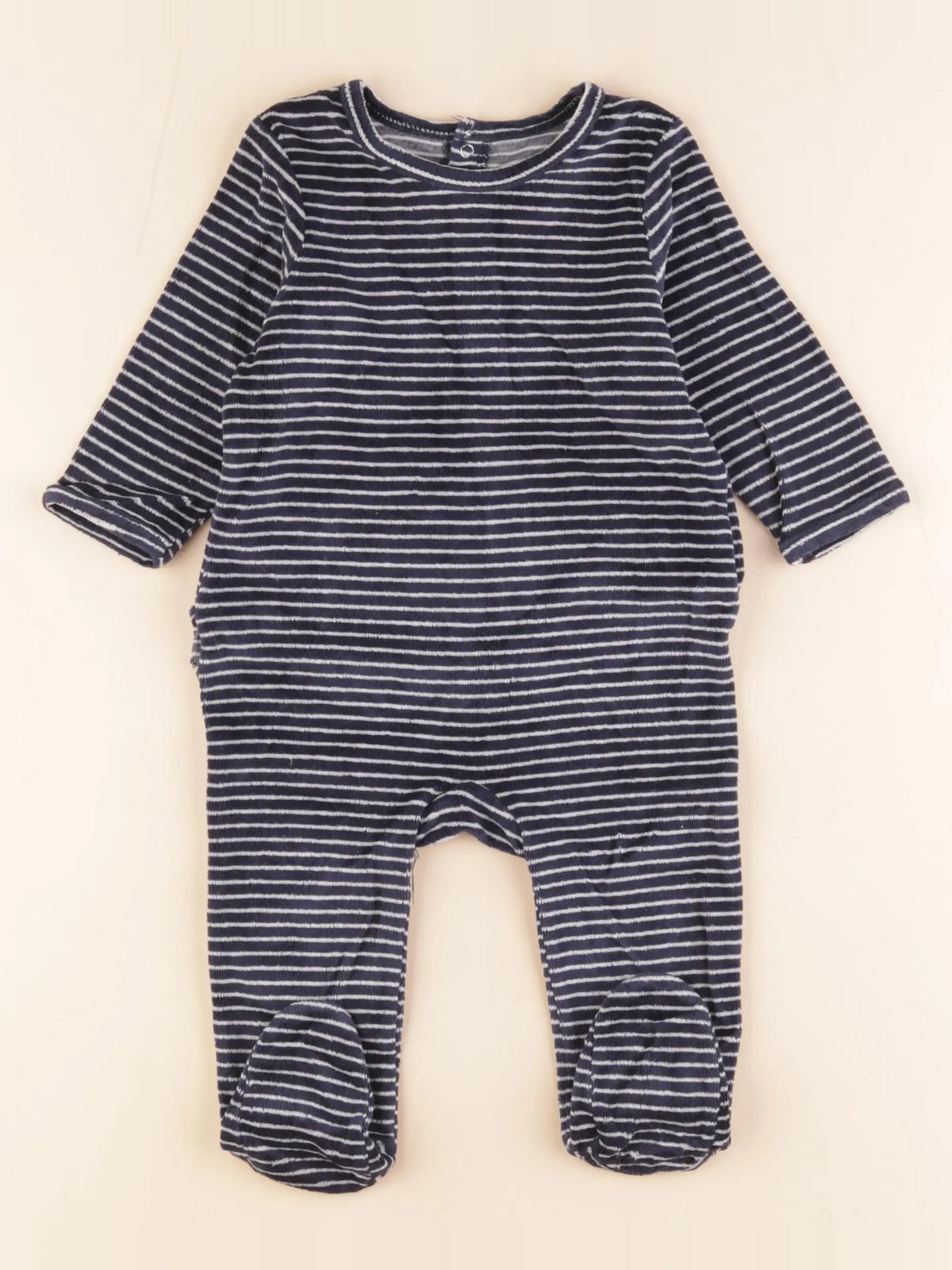 Vertbaudet - pyjama velours blanc, bleu - 12 mois