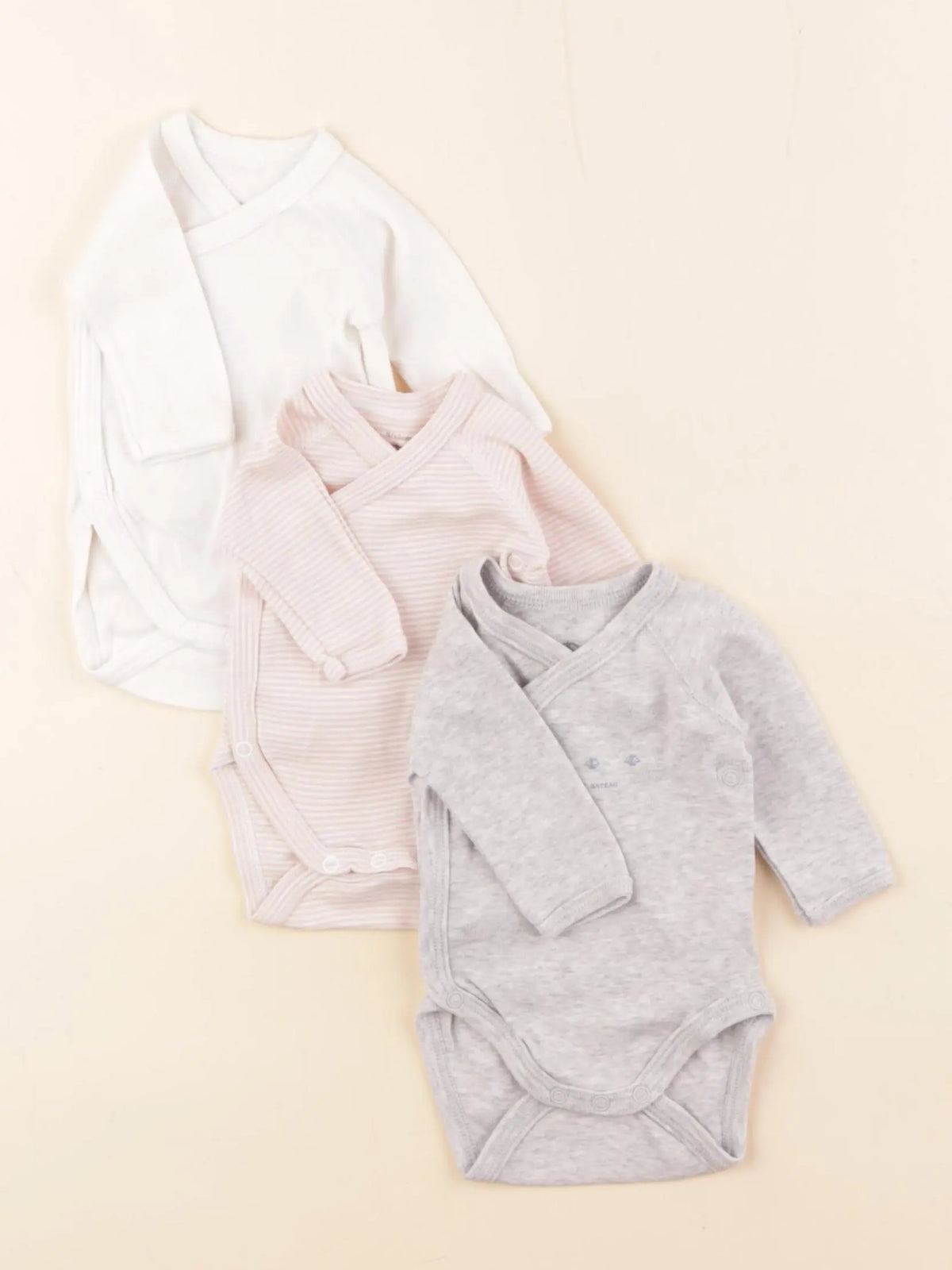 Petit Bateau - lot de 3 bodies en coton multicolore - 0 mois