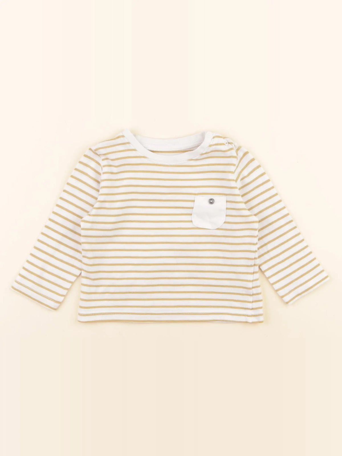 Vertbaudet - tee-shirt blanc, jaune - 6 mois