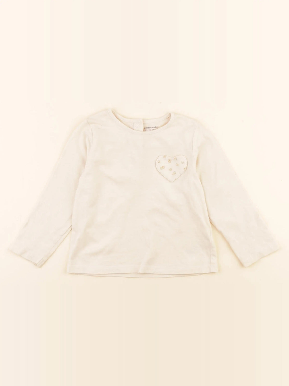 Vertbaudet - tee-shirt beige - 24 mois