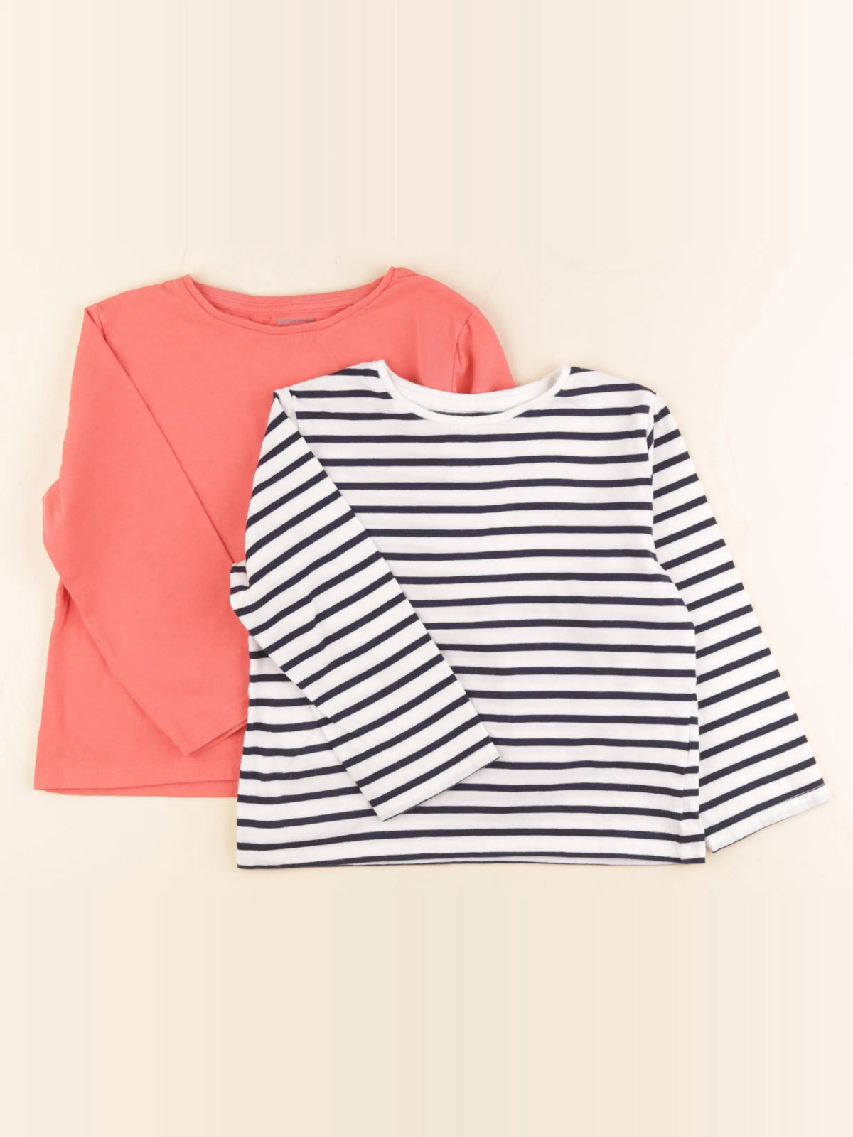 Vertbaudet - lot de 2 tee-shirts blanc, bleu, rose - 6 ans