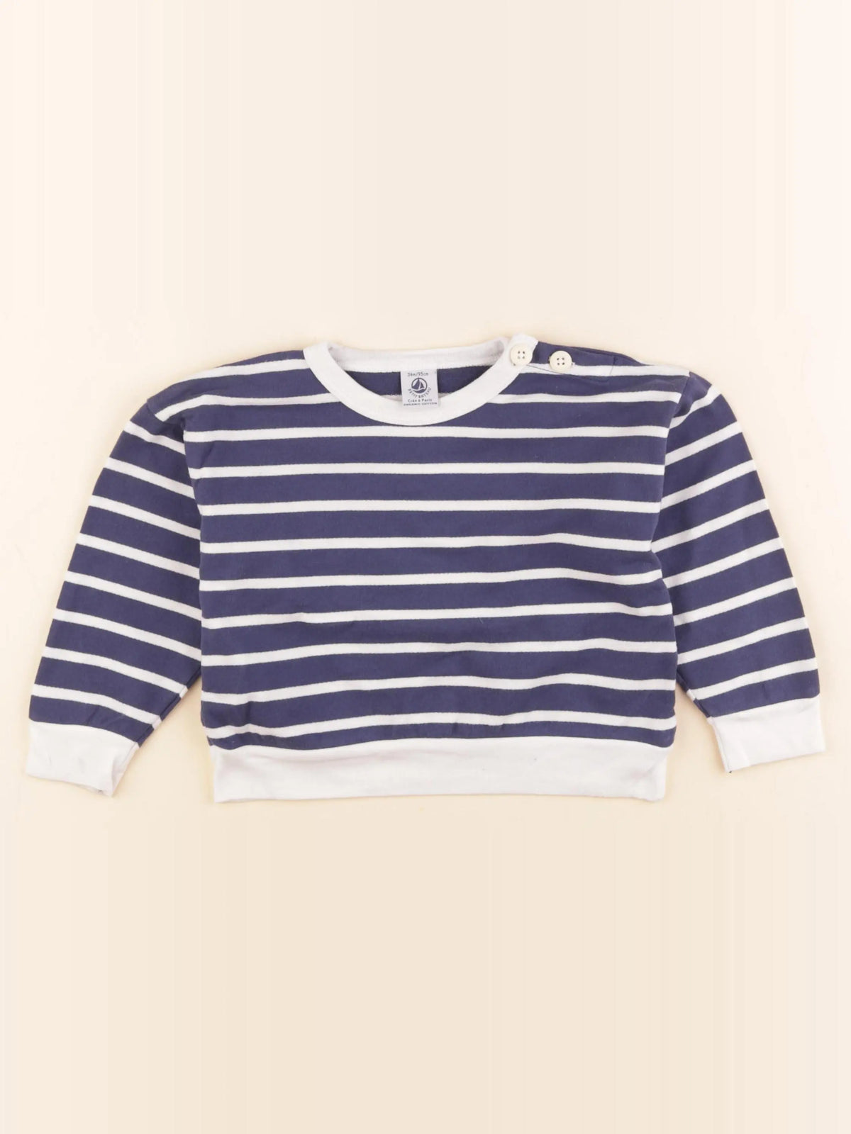 Petit Bateau - sweat bleu, blanc - 36 mois
