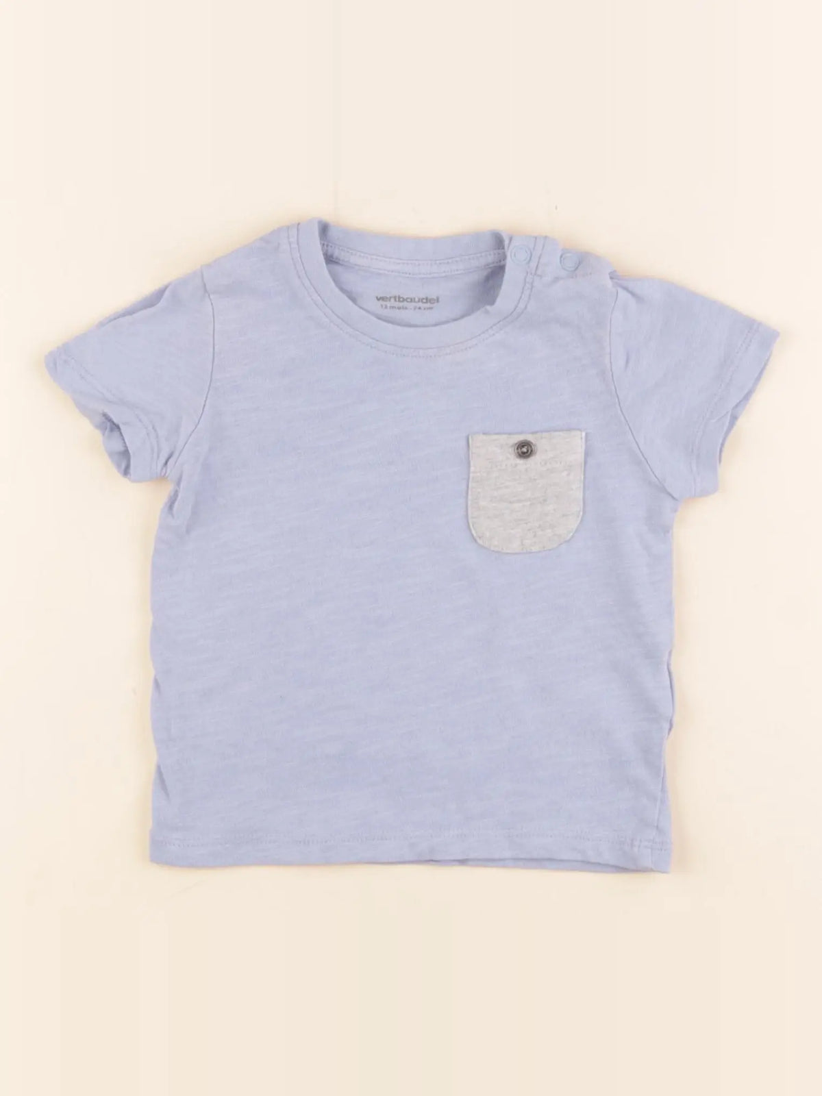 Vertbaudet - tee-shirt bleu - 12 mois