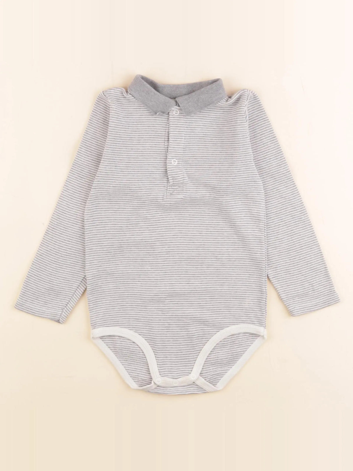 Petit Bateau - body à col gris - 36 mois