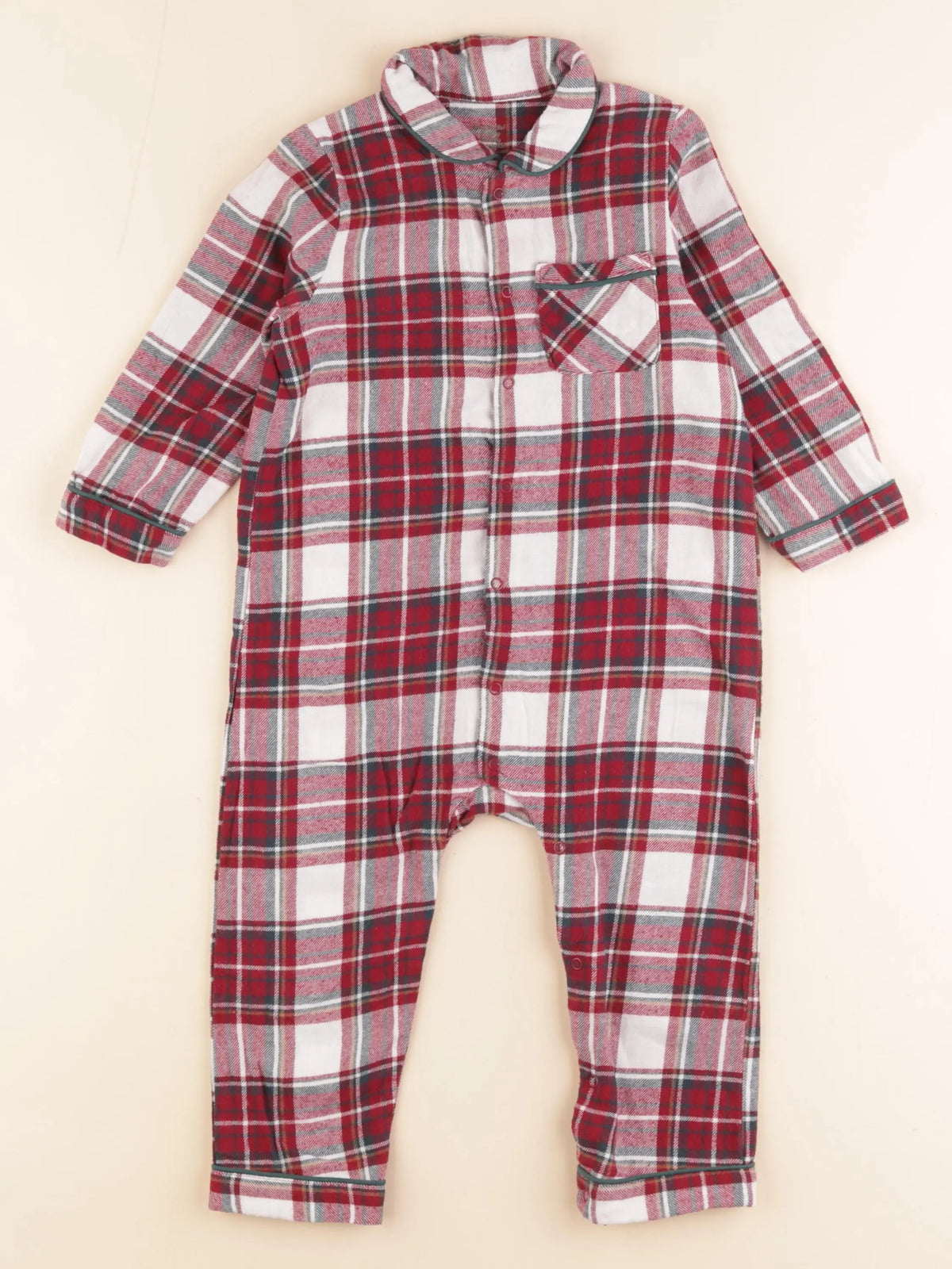 Vertbaudet - pyjama coton blanc, rouge - 24 mois