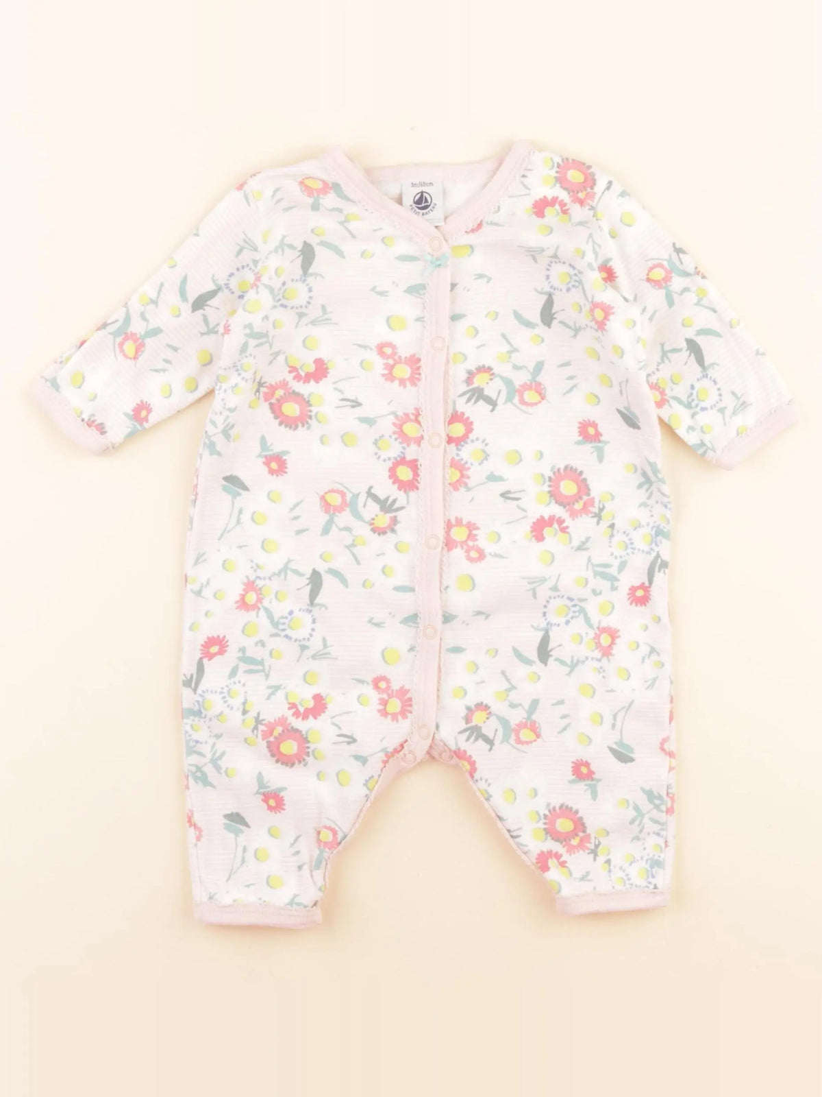Petit Bateau - pyjama coton rose - 3 mois