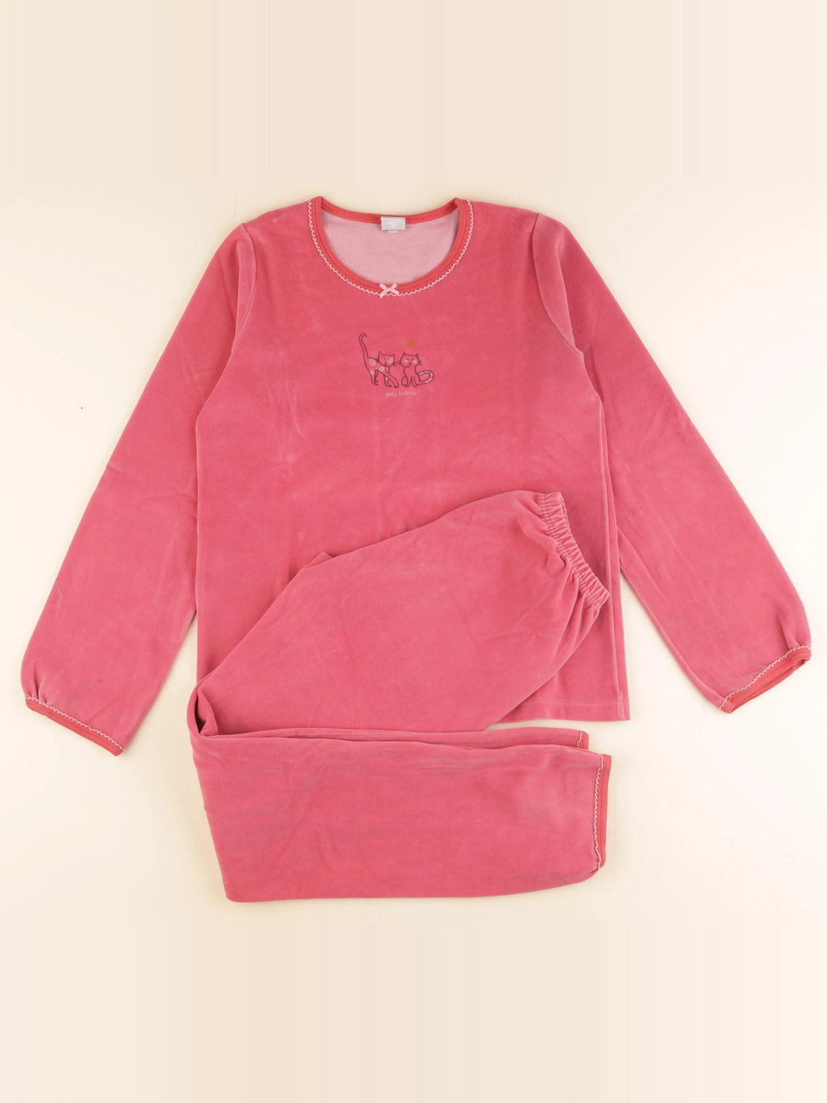 Petit Bateau - pyjama velours rose - 12 ans
