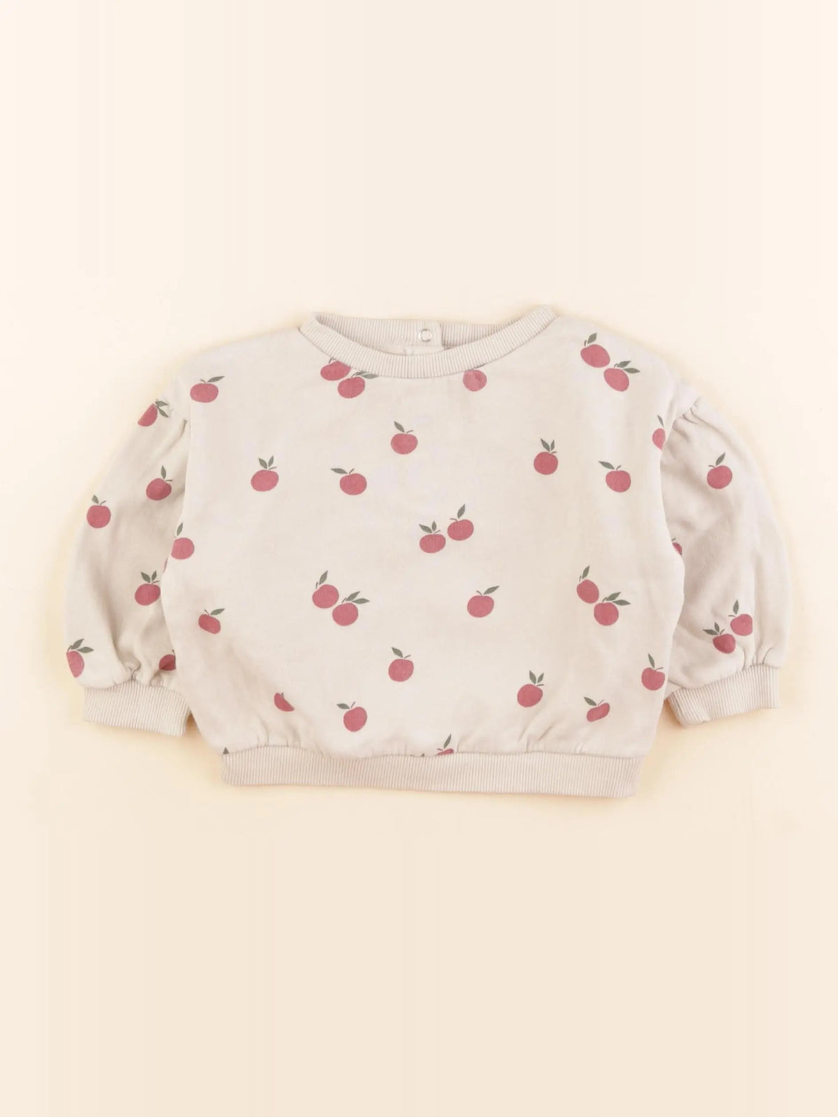 Vertbaudet - sweat beige, rose - 9 mois