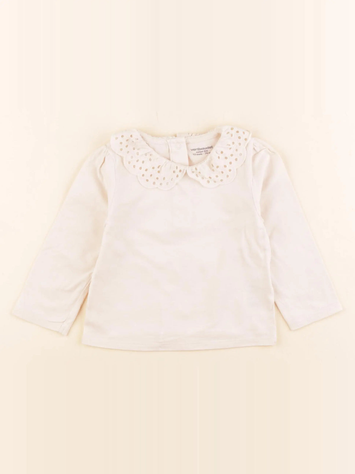 Vertbaudet - tee-shirt beige - 12 mois