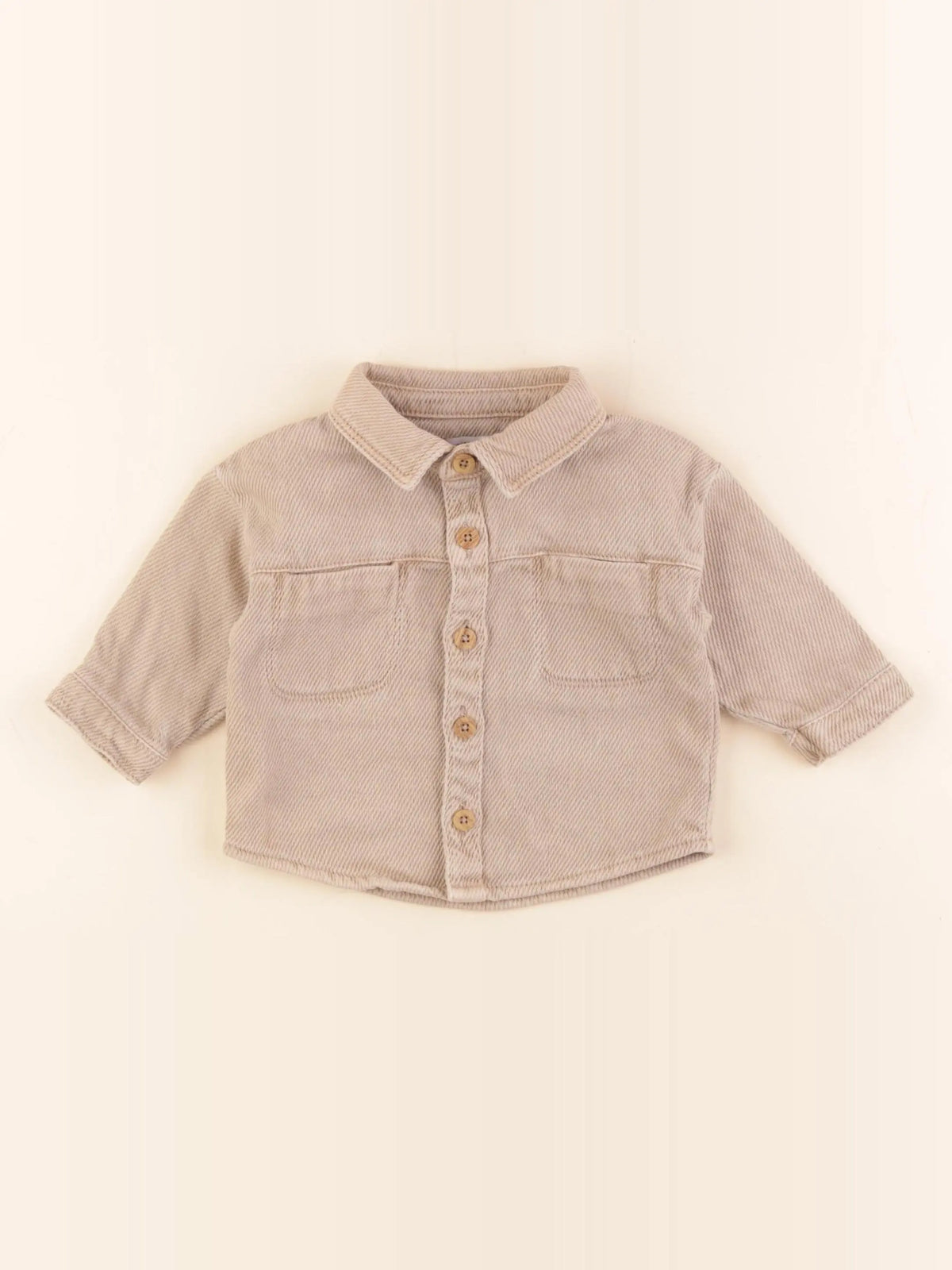 Vertbaudet - chemise beige - 12 mois