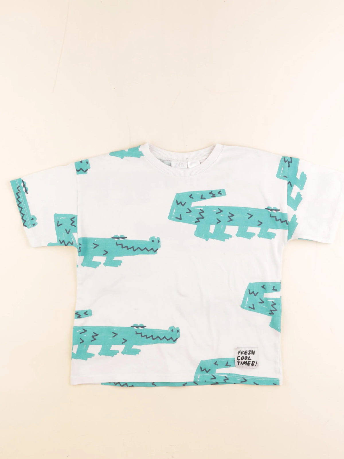 Zara - tee-shirt blanc, vert - 6 ans
