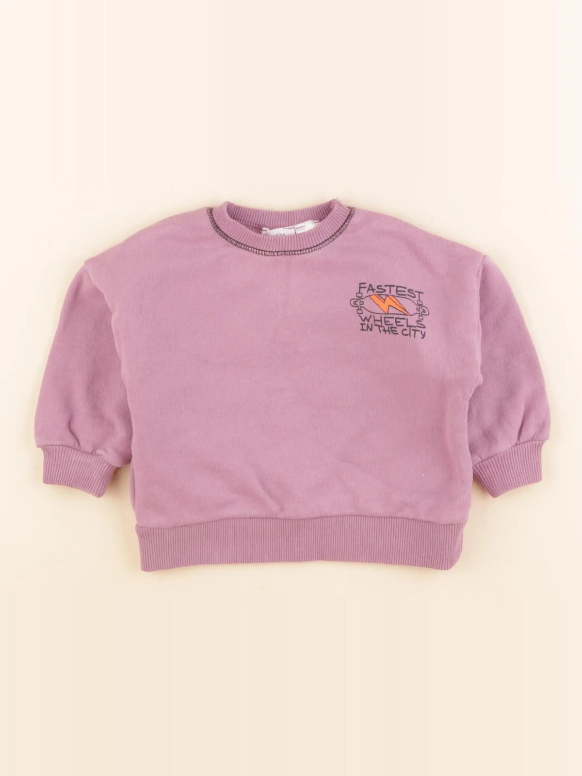 Zara - sweat imprimé au dos violet - 3/6 mois