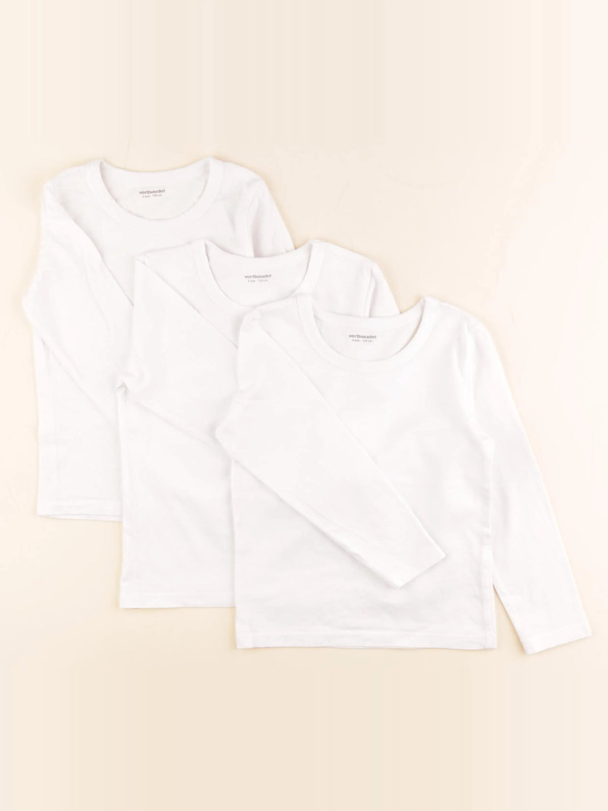 Vertbaudet - lot de 3 maillots de corps blanc - 4 ans