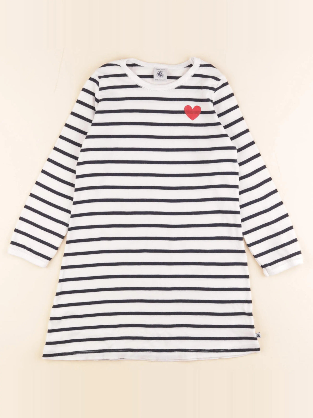 Petit Bateau - chemise de nuit coton blanc, bleu - 5 ans