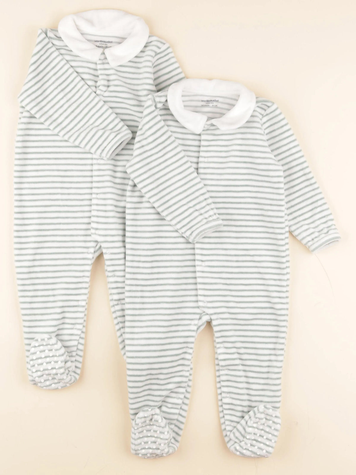 Vertbaudet - lot de 2 pyjamas velours vert - 18 mois