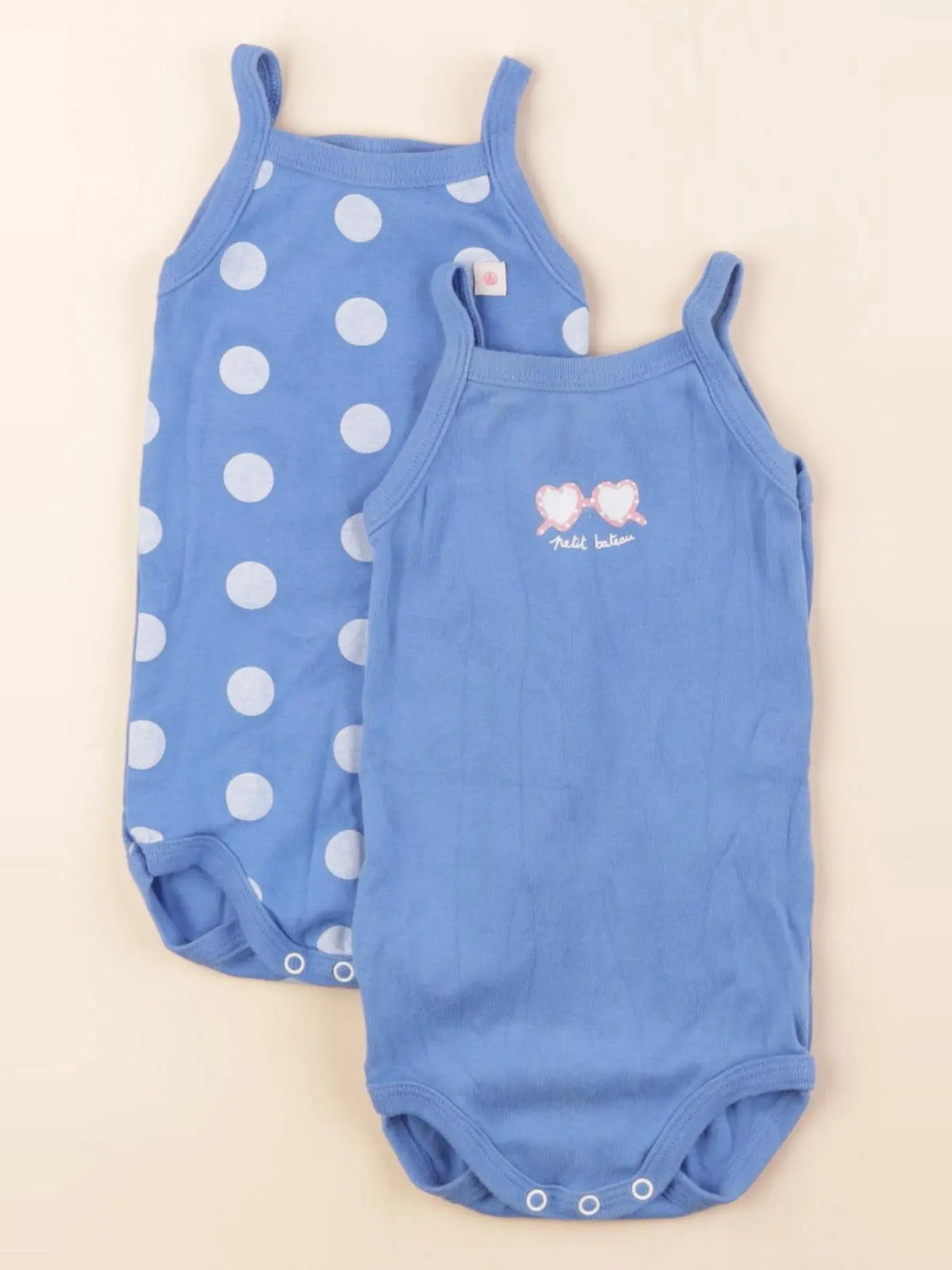 Petit Bateau - lot de 2 bodies en coton bleu - 9 mois