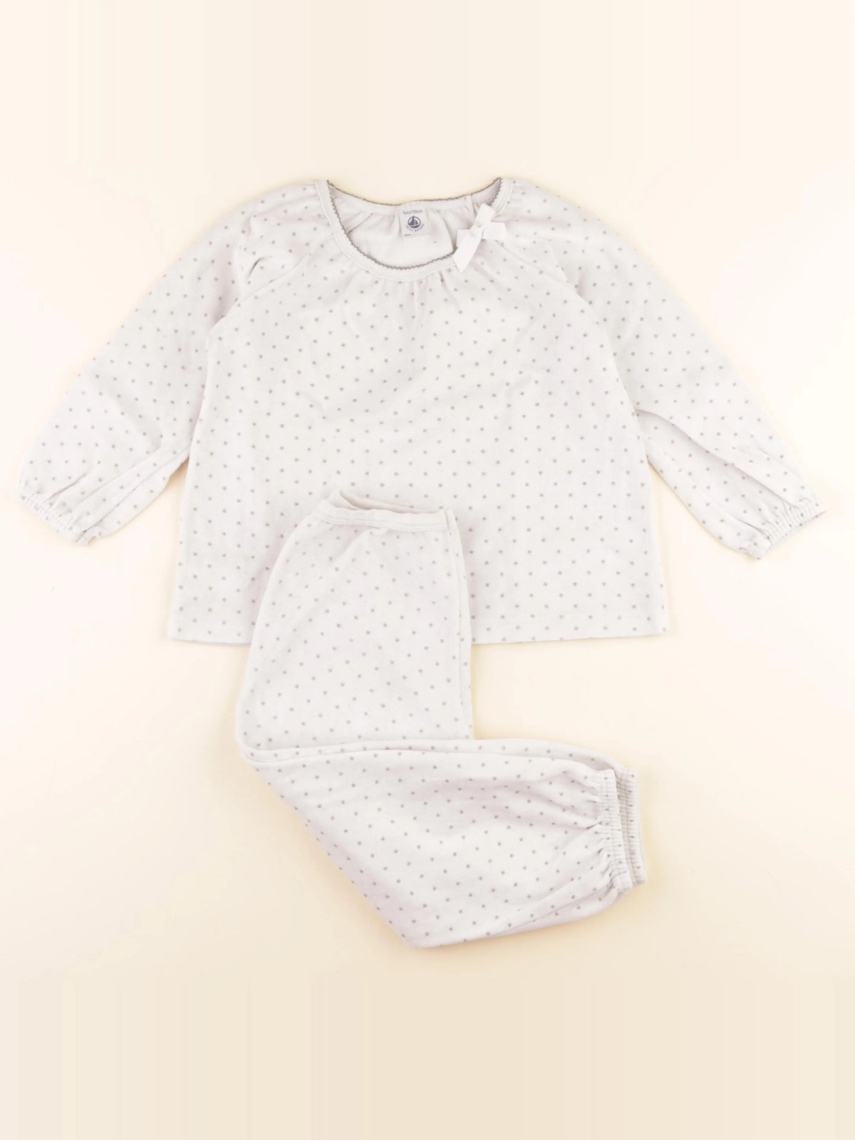 Petit Bateau - pyjama velours blanc, argent - 5 ans