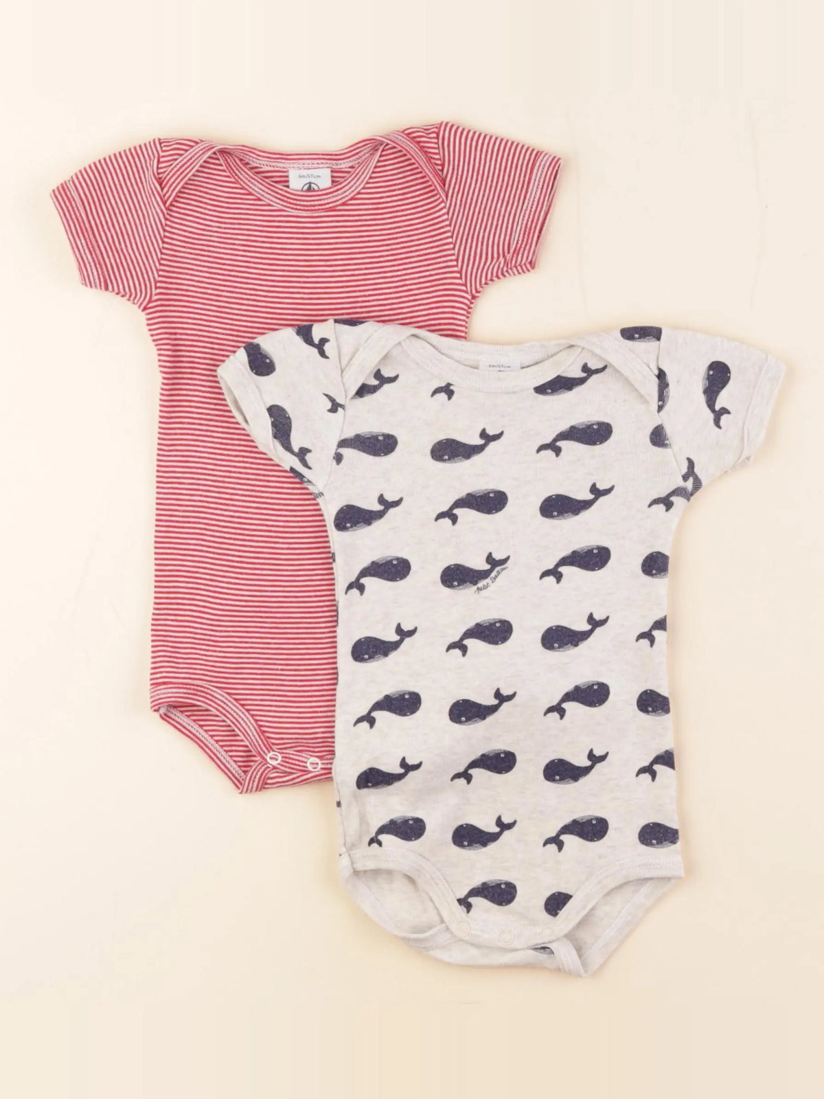 Petit Bateau - lot de 2 bodies en coton multicolore - 6 mois