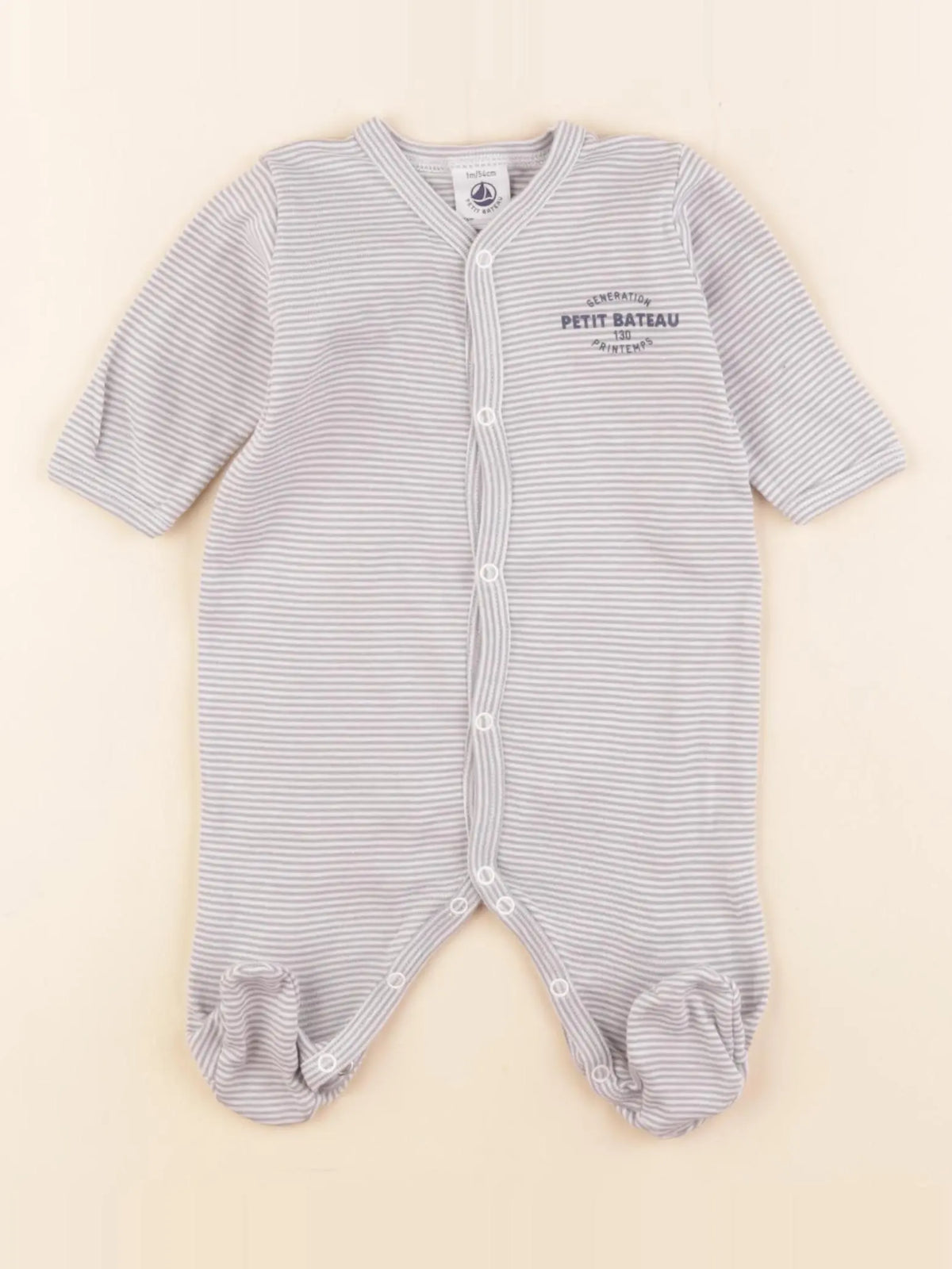 Petit Bateau - pyjama coton gris - 1 mois