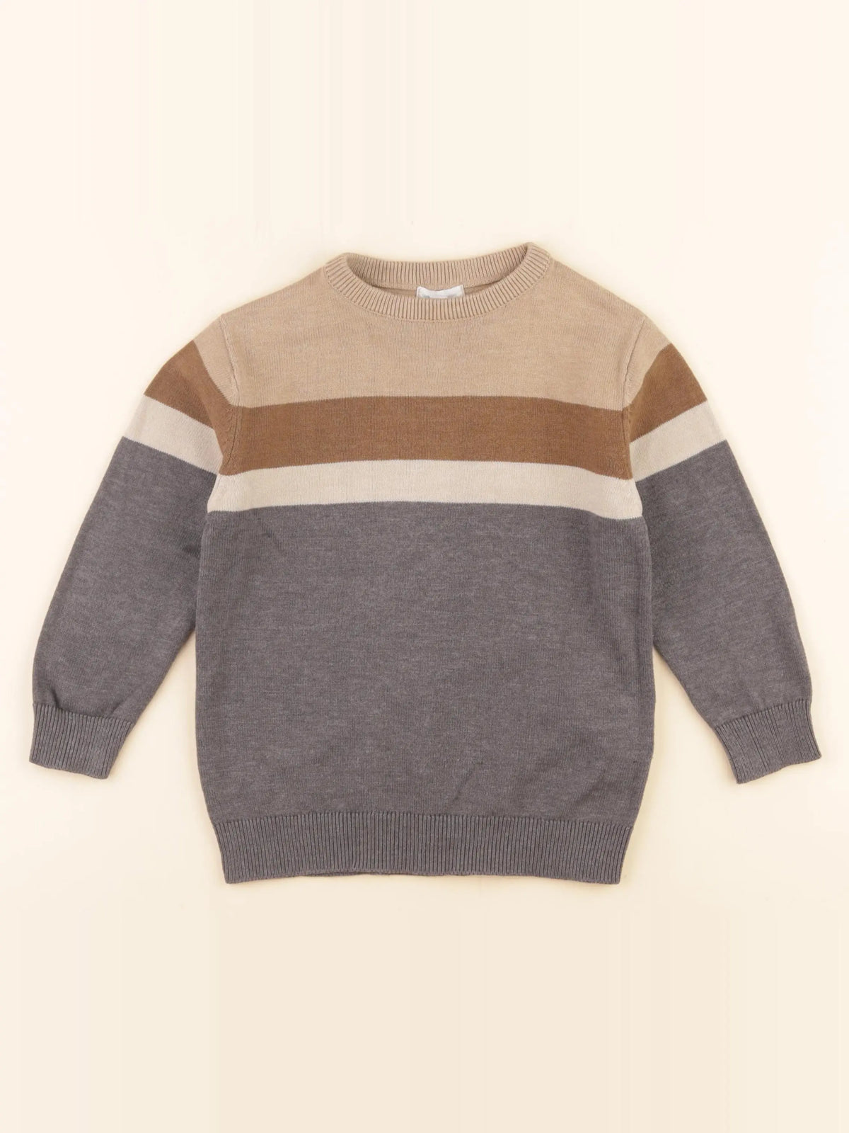 Vertbaudet - pull marron, gris - 4 ans