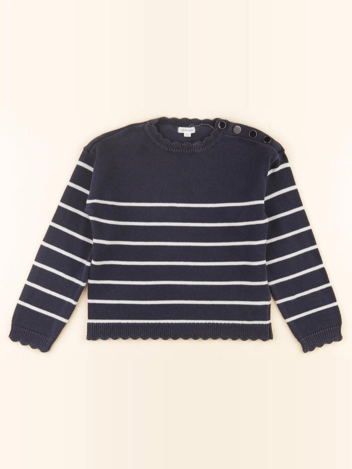 Vertbaudet - pull bleu, blanc - 8 ans