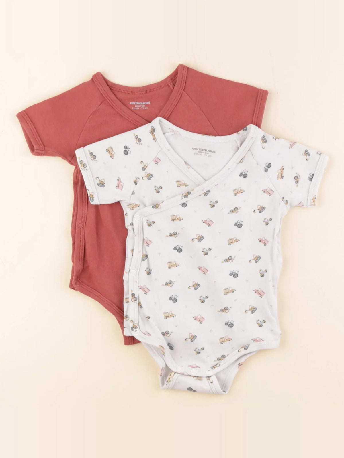 Vertbaudet - lot de 2 bodies en coton multicolore - 9 mois