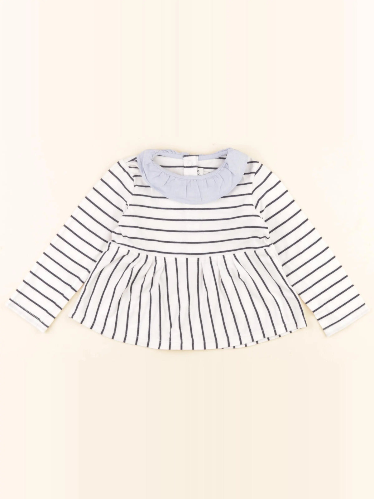 Cyrillus - tee-shirt bleu, blanc - 2 ans