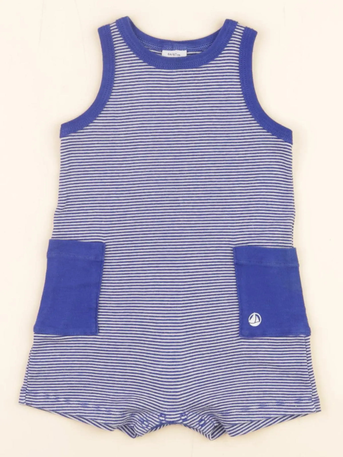 Petit Bateau - pyjama coton bleu - 6 mois