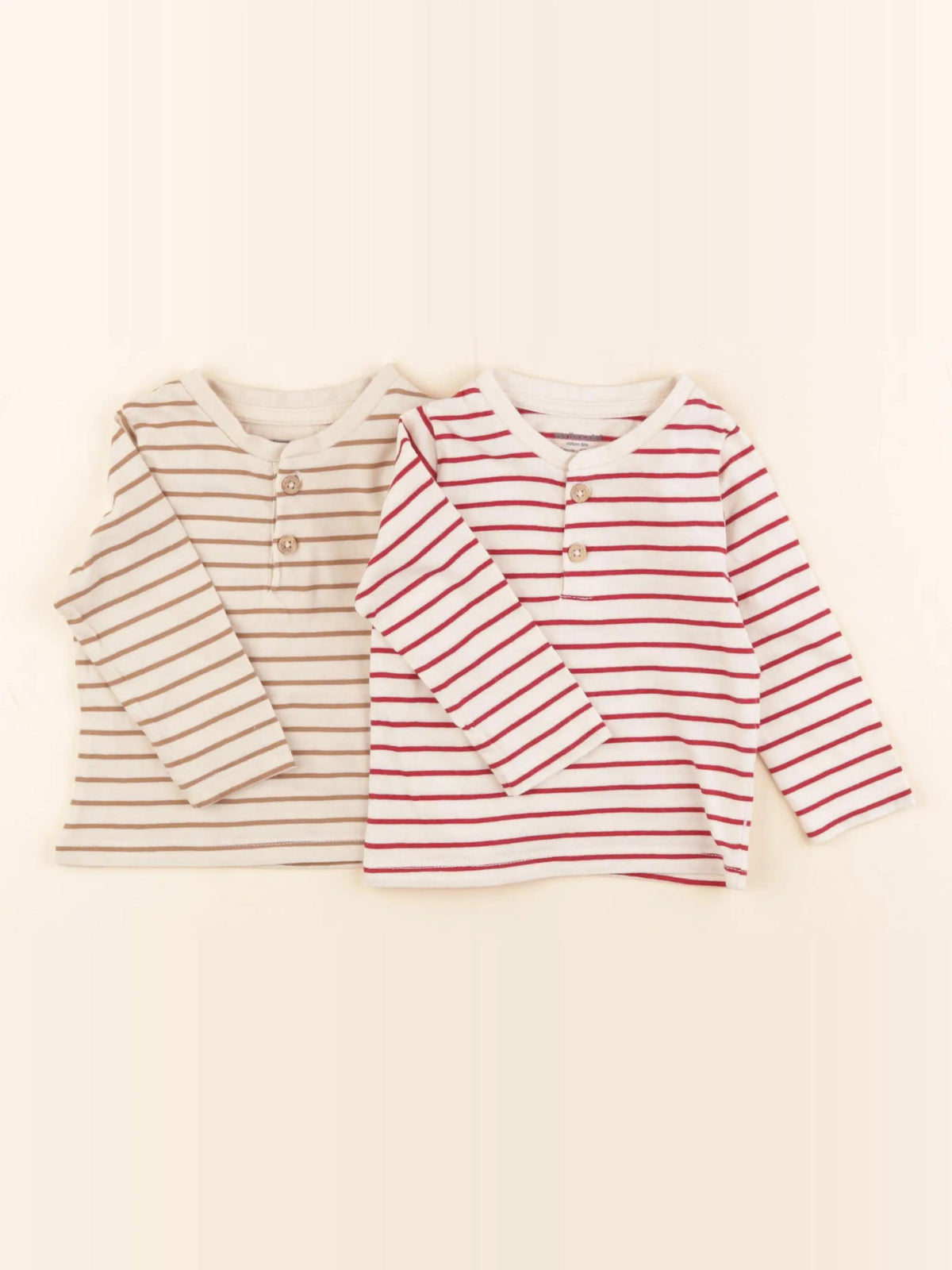 Vertbaudet - lot de 2 tee-shirts marron, rouge - 6 mois