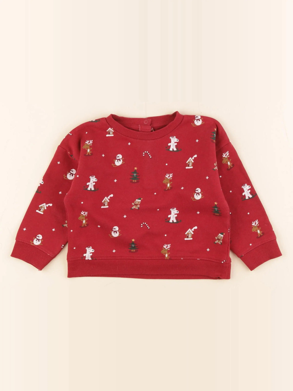 Vertbaudet - sweat rouge - 24 mois