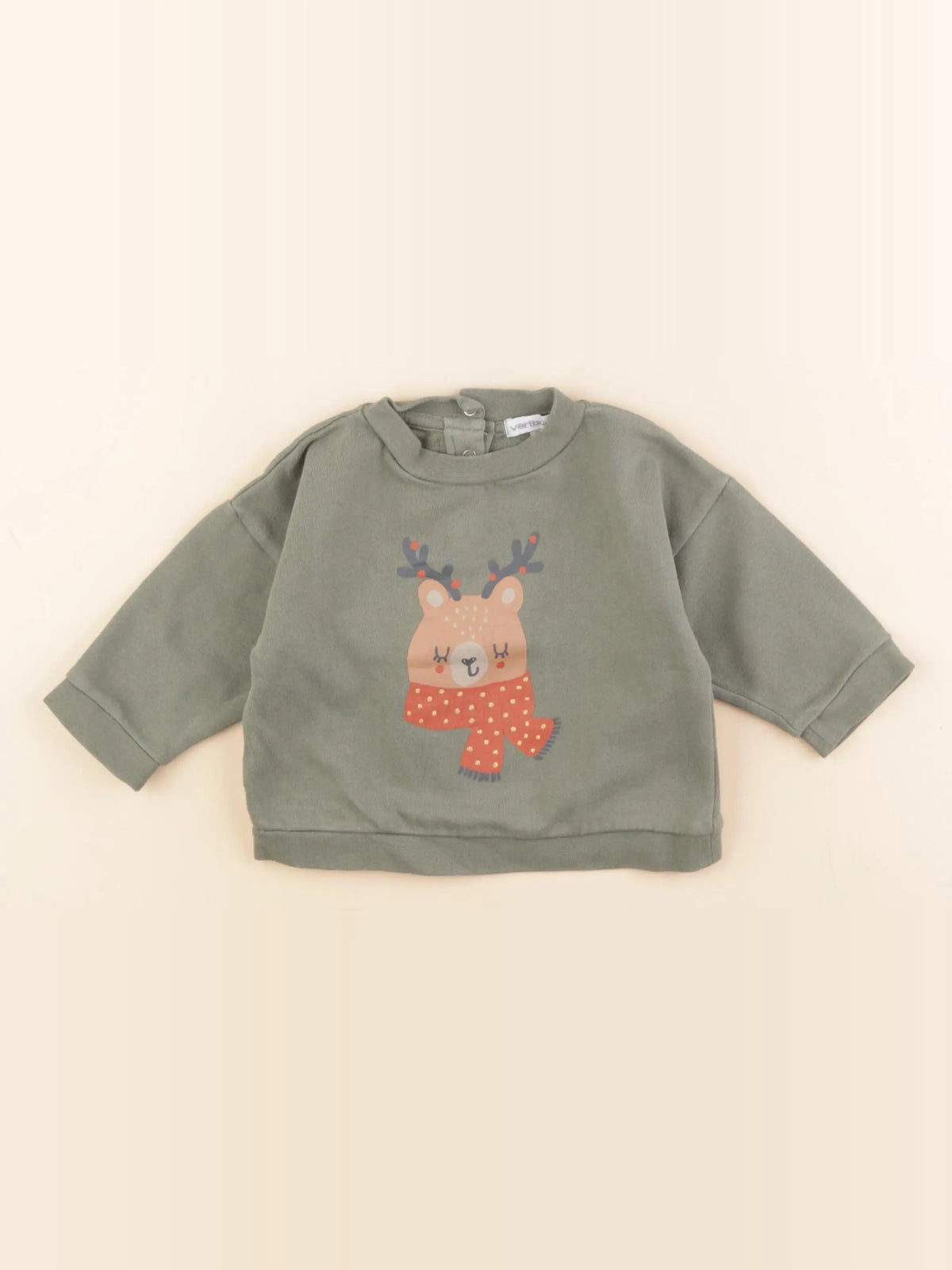 Vertbaudet - sweat vert, or - 9 mois