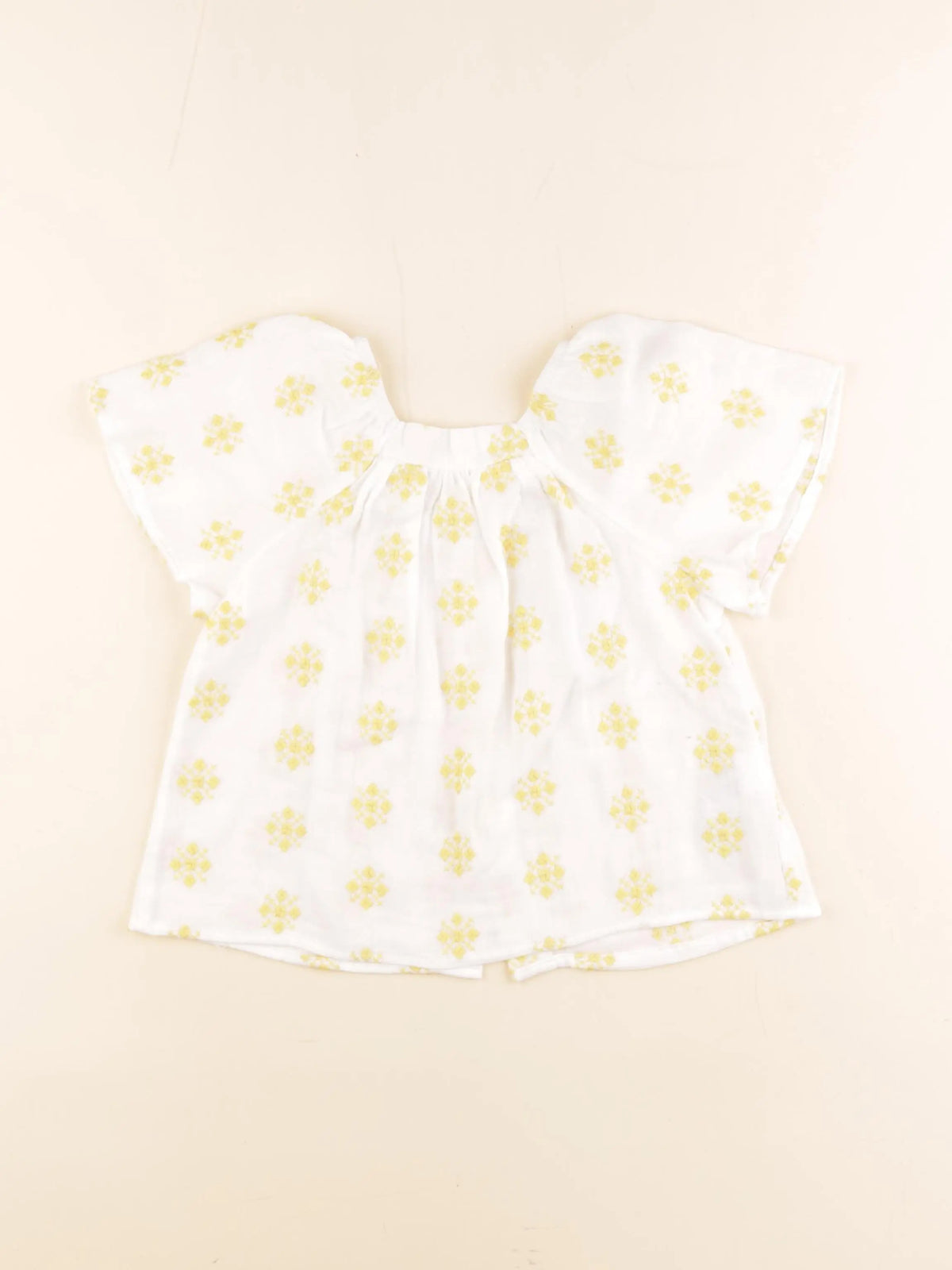 Zara - blouse jaune, blanc - 2/3 ans