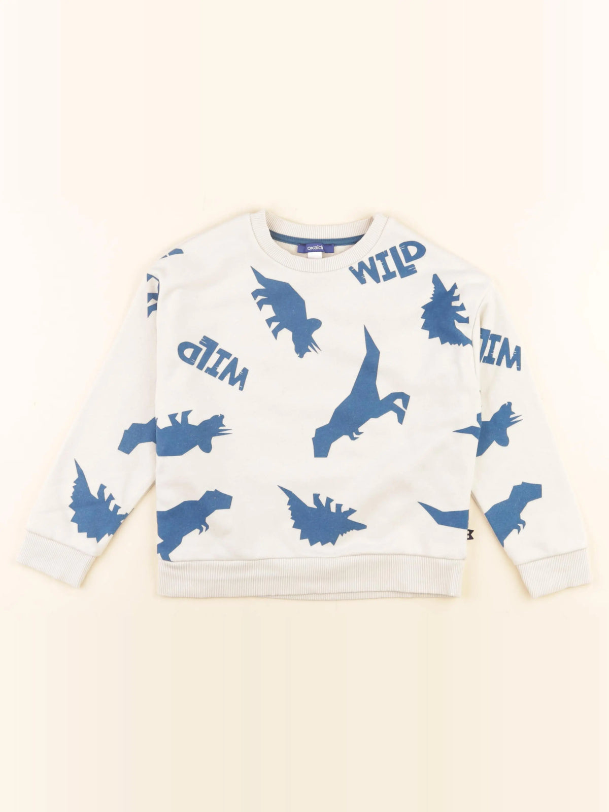Okaidi - sweat bleu, beige - 6 ans