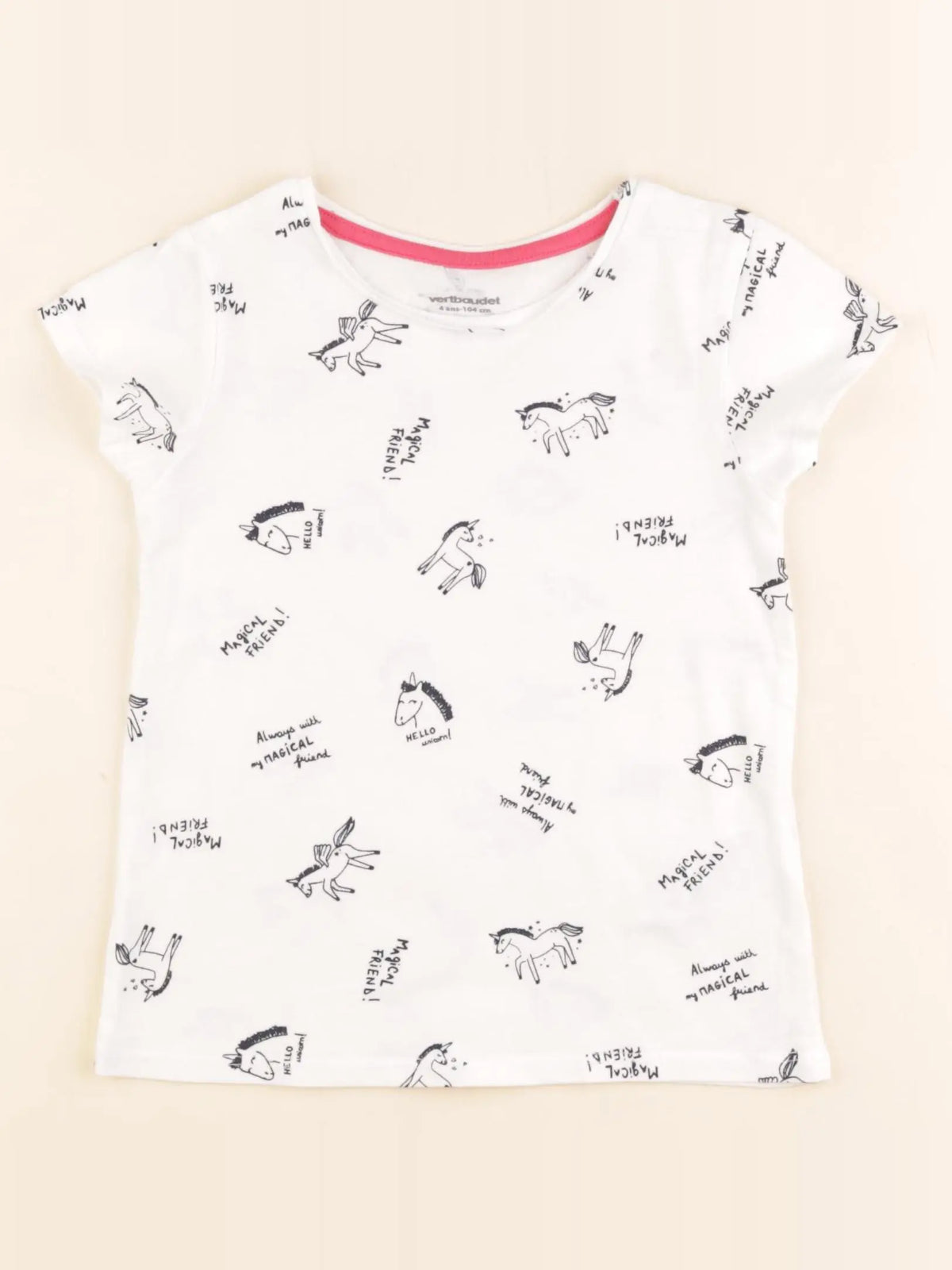 Vertbaudet - tee-shirt blanc, bleu - 4 ans