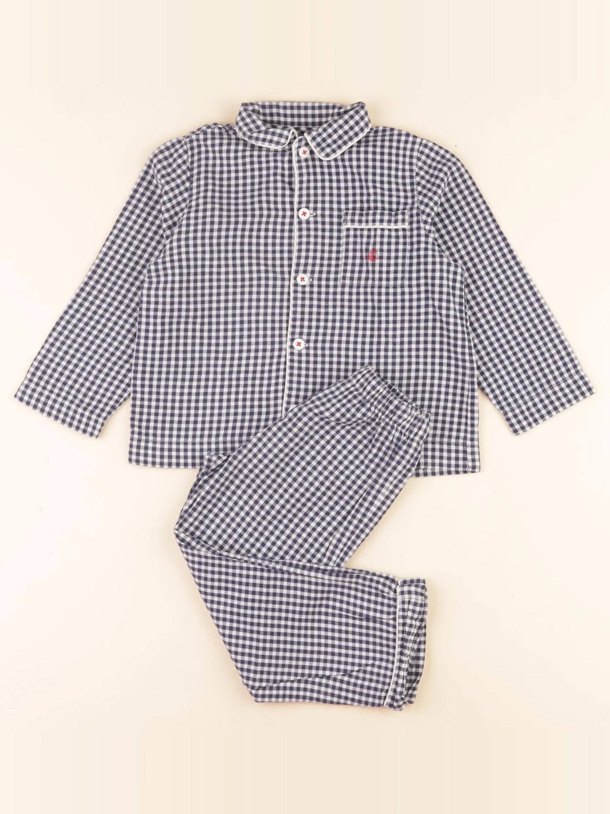 Petit Bateau - pyjama coton bleu, blanc - 4 ans