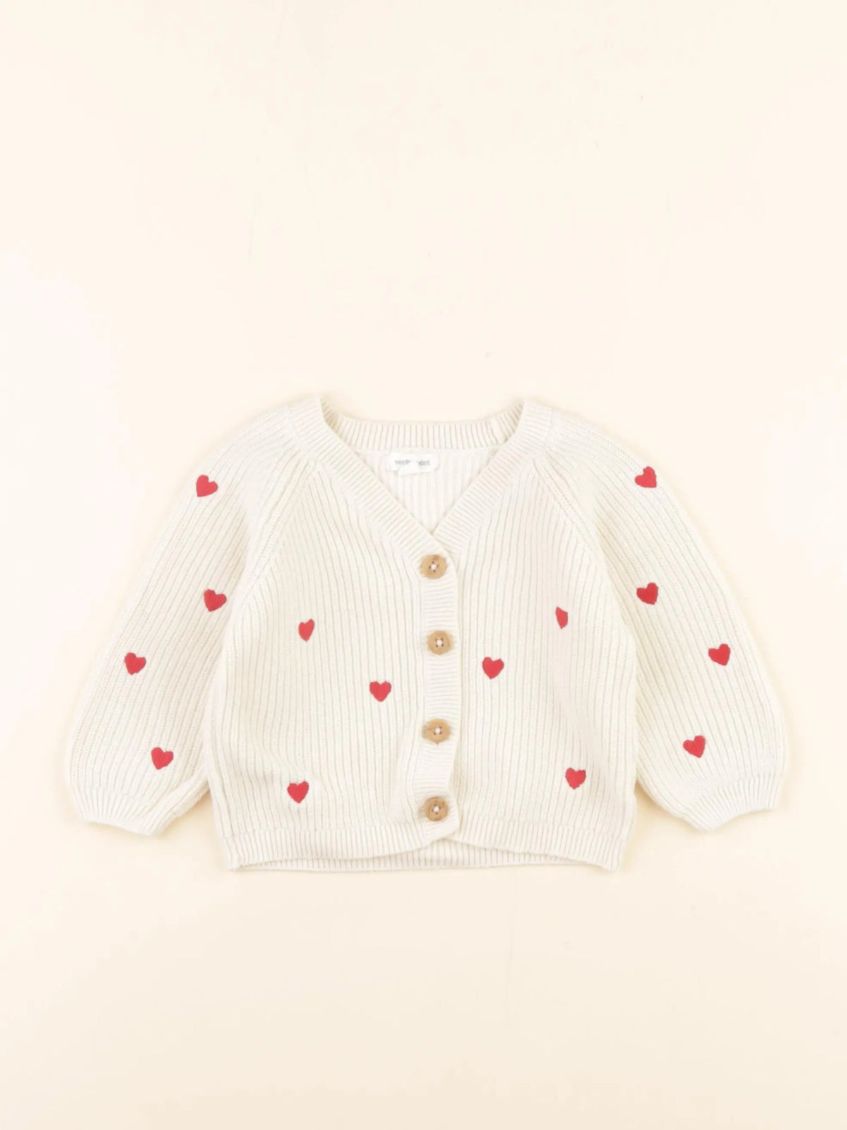 Vertbaudet - gilet blanc, rouge - 12 mois
