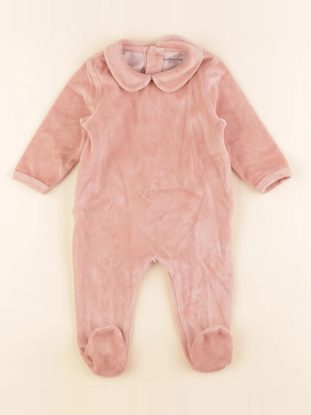 Vertbaudet - pyjama velours rose - 6 mois