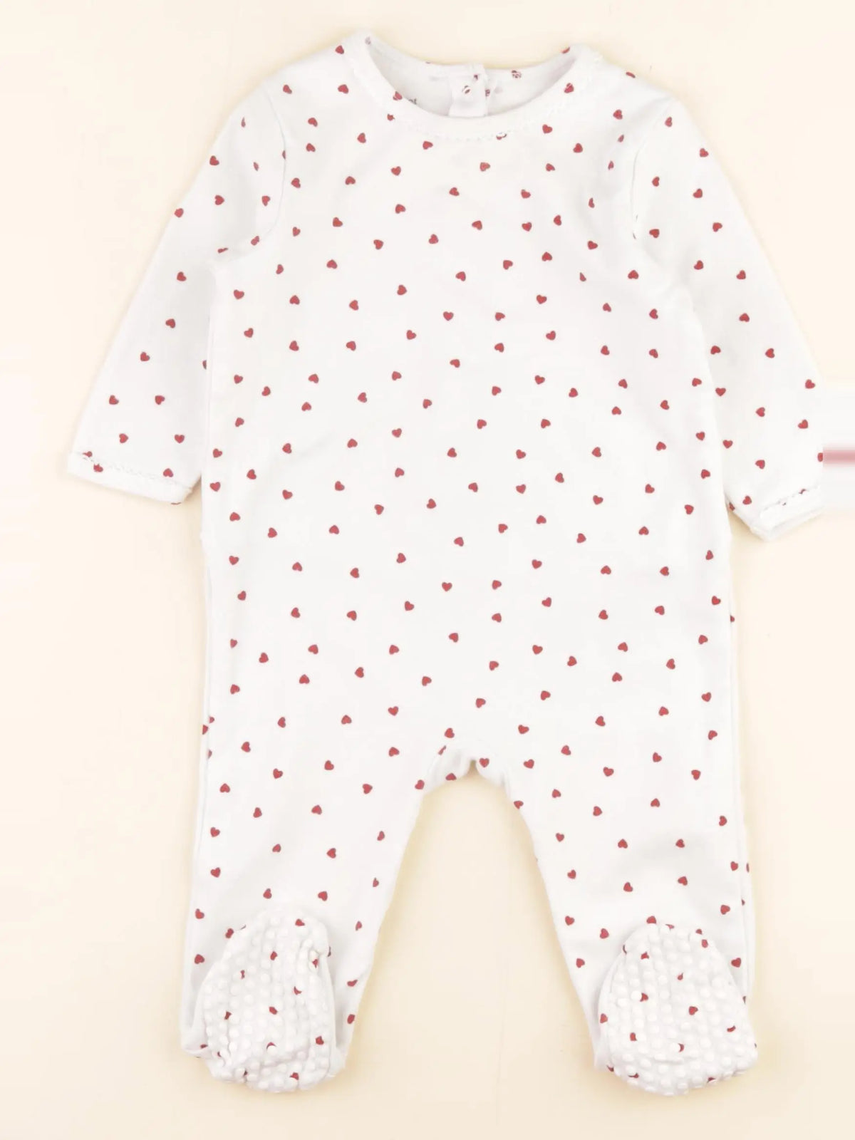 Vertbaudet - pyjama coton blanc, rouge - 12 mois