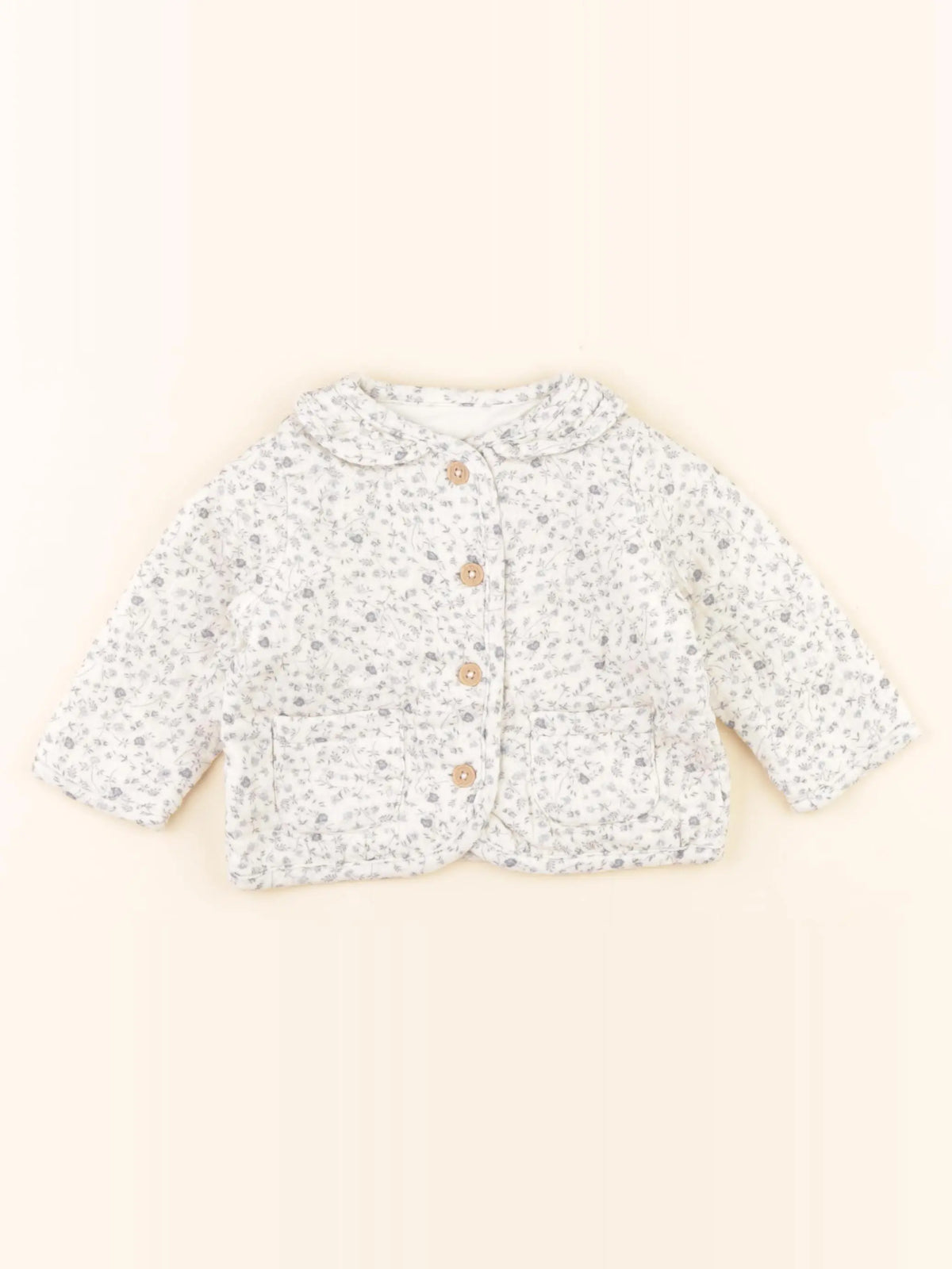 Vertbaudet - veste blanc, bleu - 6 mois