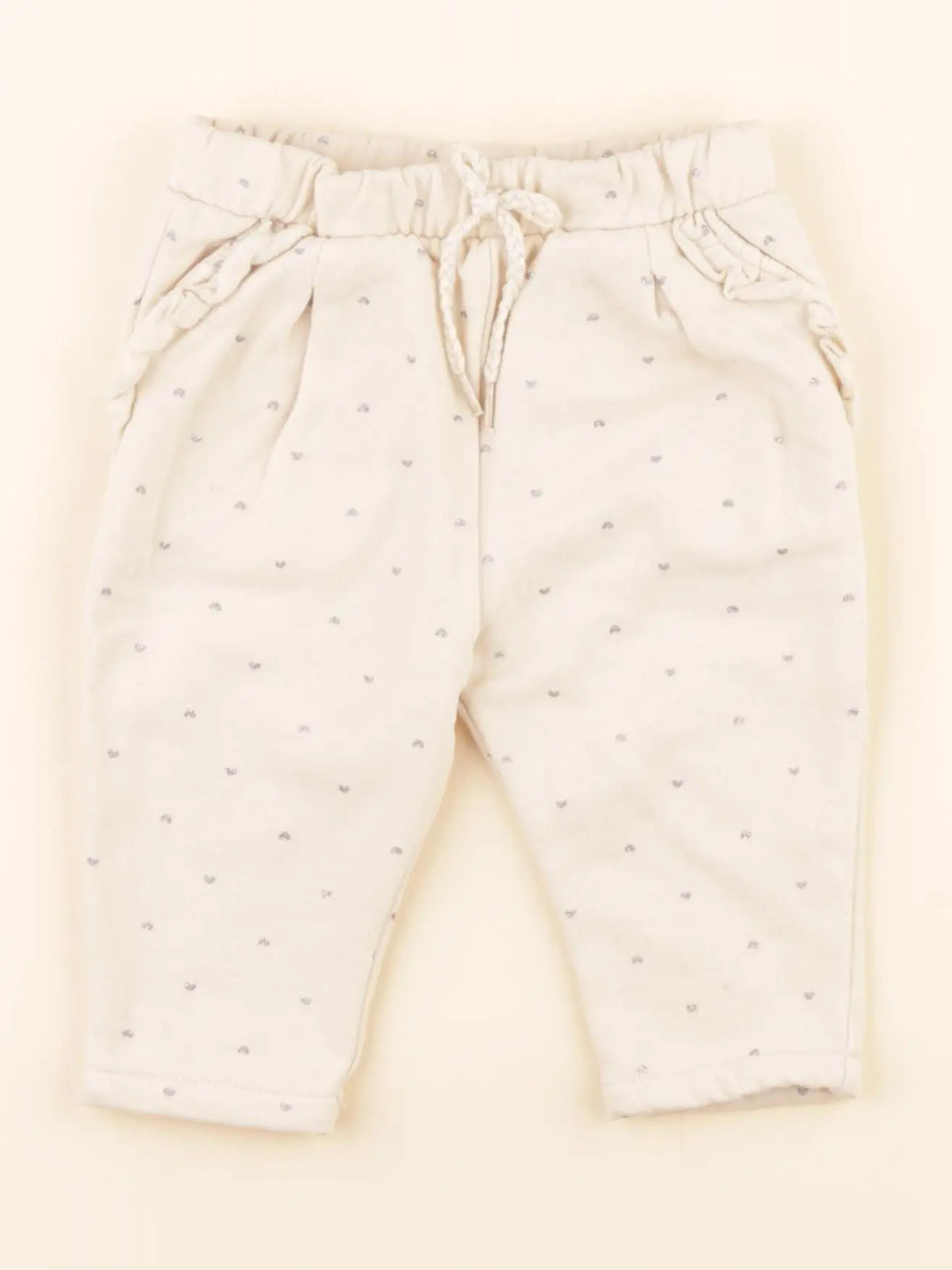 Vertbaudet - pantalon blanc, argent - 9 mois