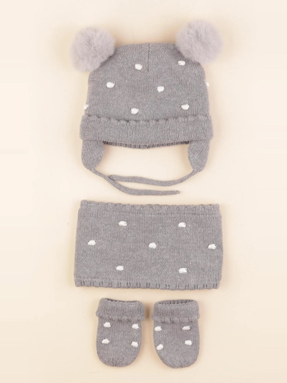 Vertbaudet - ensemble bonnet/moufles/tour de cou gris - 3/6 mois