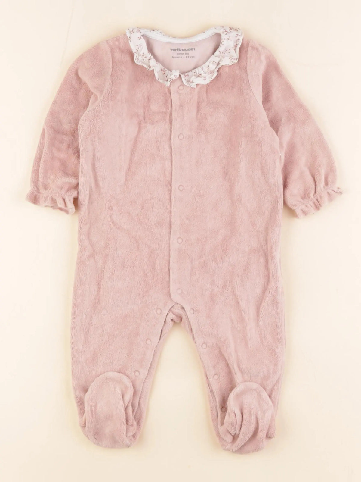 Vertbaudet - pyjama velours rose - 6 mois